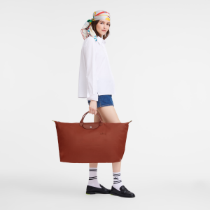 Le Pliage Green XL Travel bag Chestnut – Recycled canvas