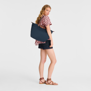 Le Pliage Original L Tote bag Navy – Recycled canvas
