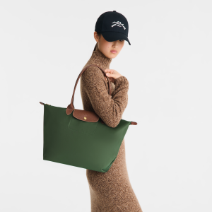 Le Pliage Original L Tote bag British Green – Recycled canvas