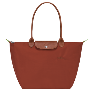 Le Pliage Green L Tote bag Chestnut – Recycled canvas
