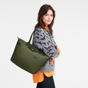 Le Pliage Green L Tote bag Forest – Recycled canvas