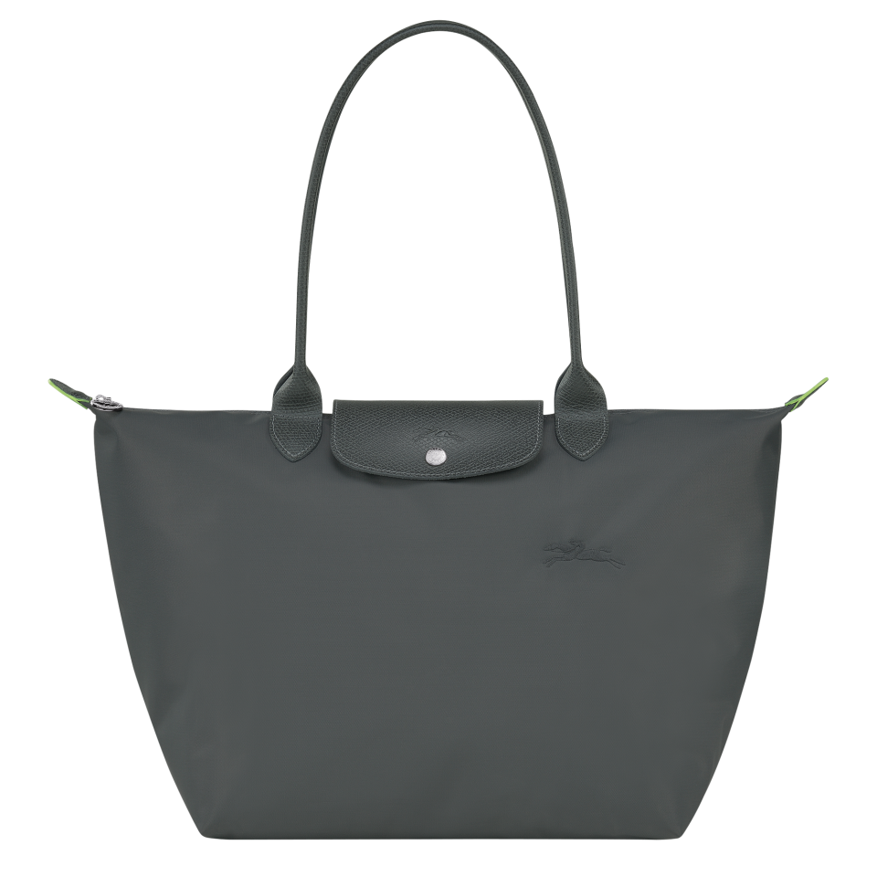 Le Pliage Green L Tote bag Graphite - Recycled canvas