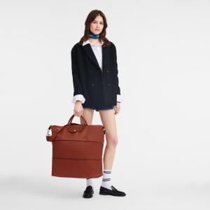 Le Pliage Green Travel bag expandable Chestnut – Recycled canvas
