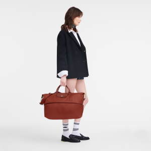 Le Pliage Green Travel bag expandable Chestnut – Recycled canvas