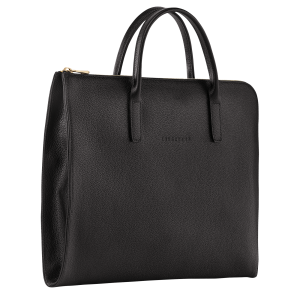 Le Foulonné S Briefcase Black – Leather