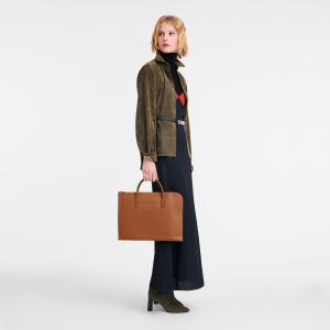 Le Foulonné S Briefcase Caramel – Leather