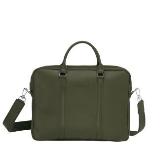 Le Foulonné XS Briefcase Khaki – Leather