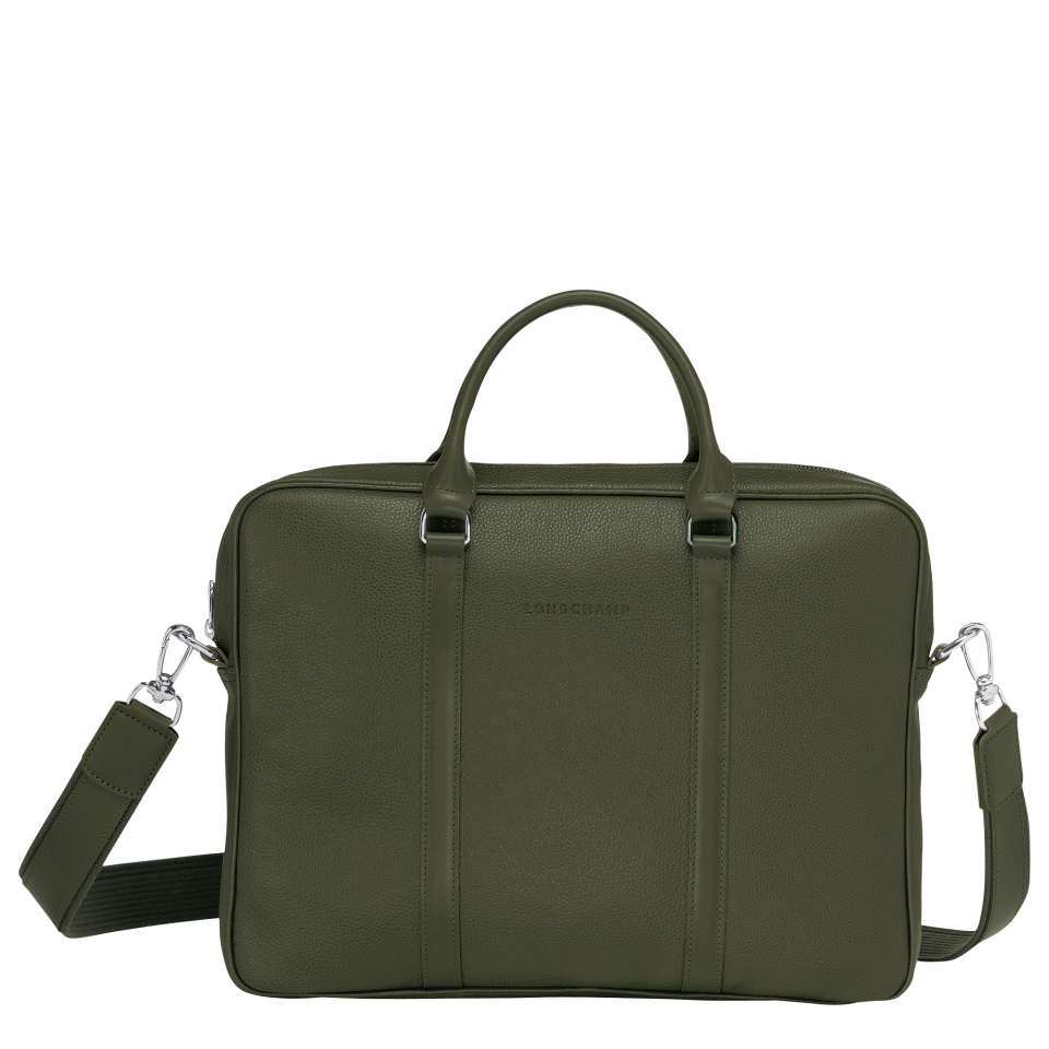 Le Foulonné XS Briefcase Khaki - Leather