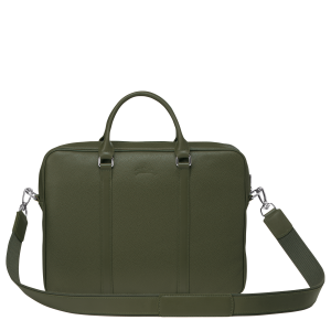 Le Foulonné XS Briefcase Khaki – Leather