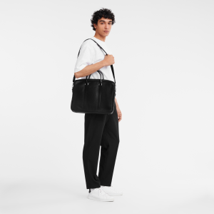 Le Foulonné S Briefcase Black – Leather