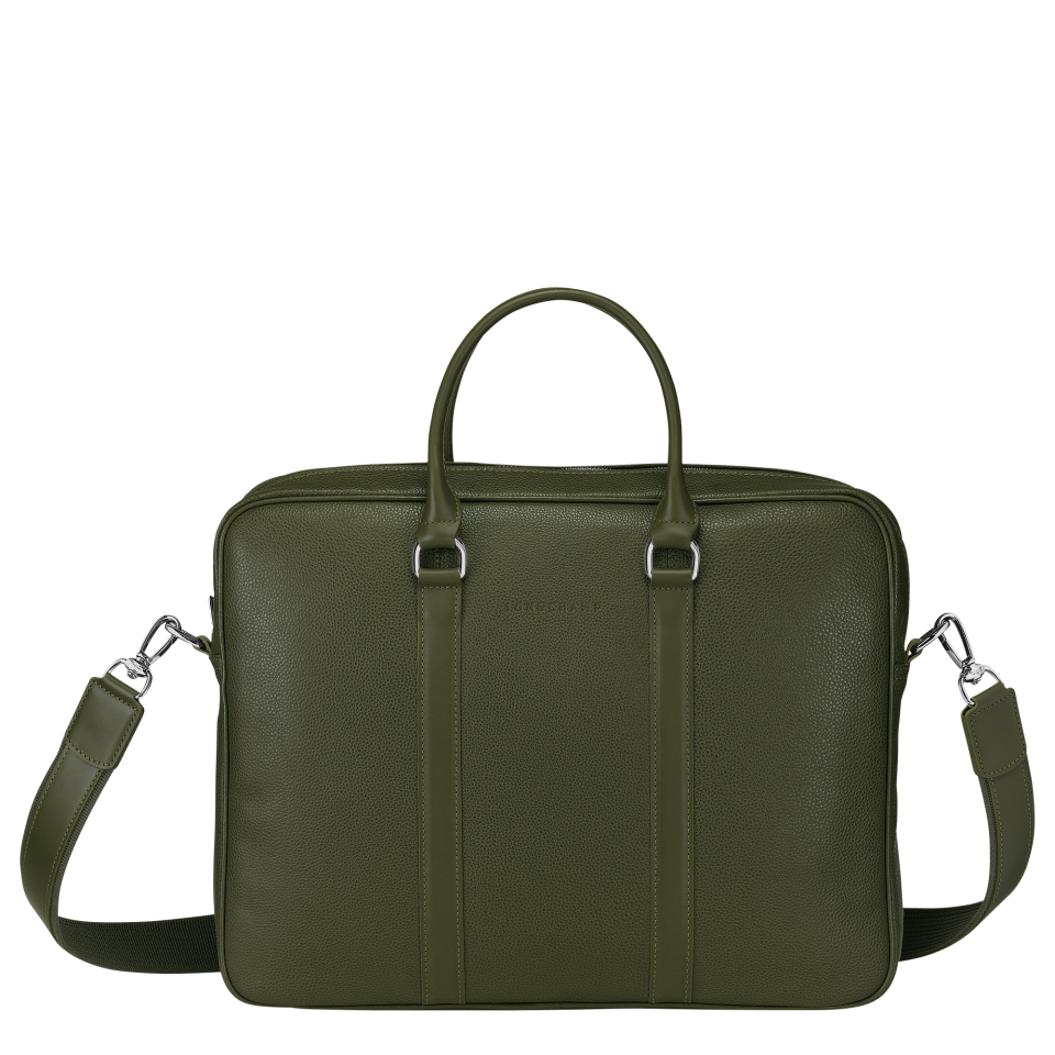 Le Foulonné S Briefcase Khaki - Leather
