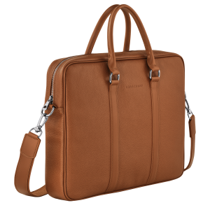 Le Foulonné S Briefcase Caramel – Leather