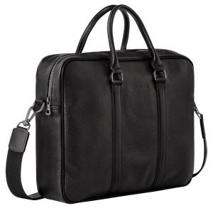 Le Foulonné M Briefcase Black – Leather