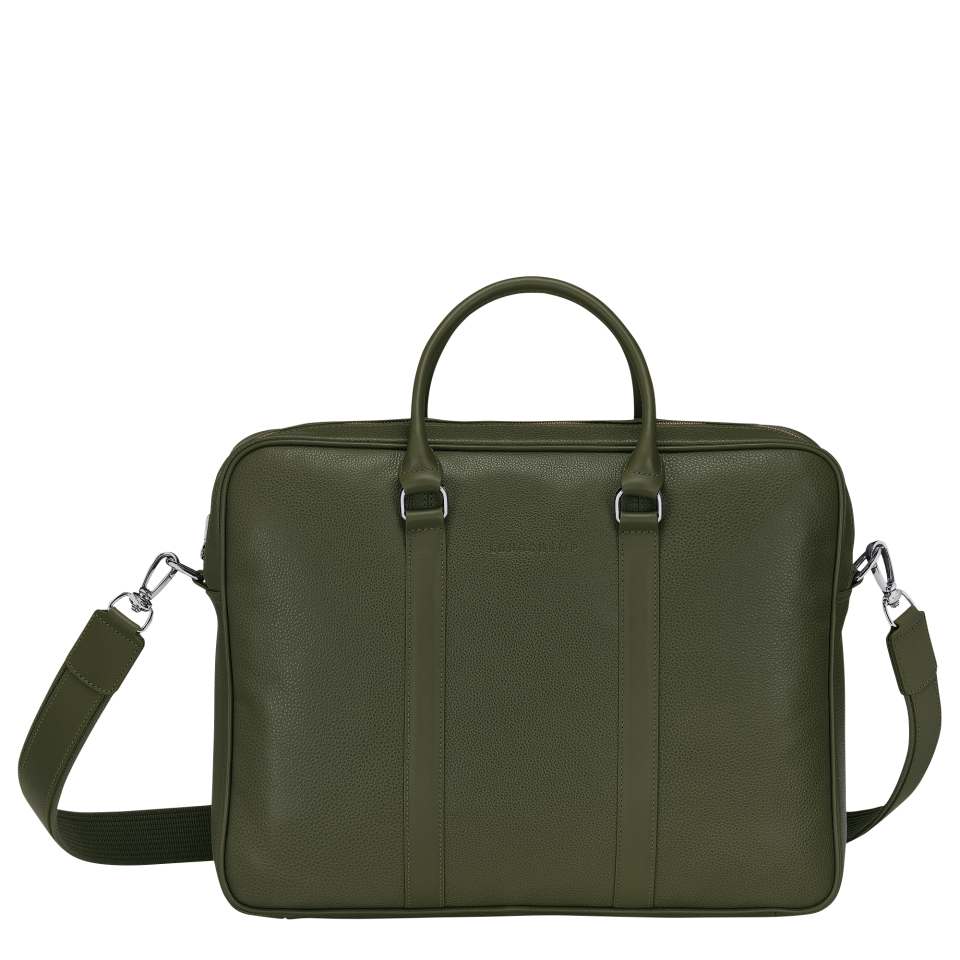 Le Foulonné M Briefcase Khaki - Leather