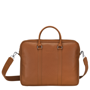 Le Foulonné M Briefcase Caramel – Leather