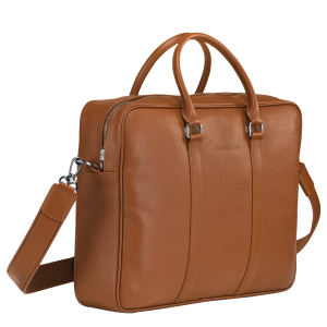 Le Foulonné M Briefcase Caramel – Leather