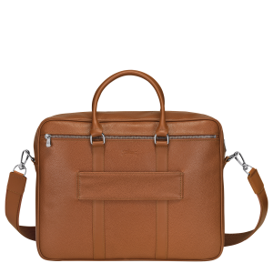 Le Foulonné M Briefcase Caramel – Leather