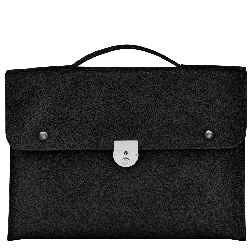 Le Foulonné S Briefcase Black - Leather