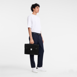 Le Foulonné S Briefcase Black – Leather