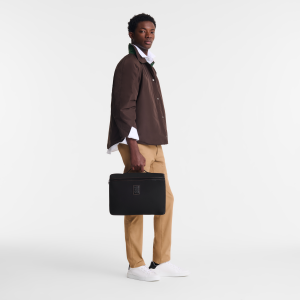 Boxford S Briefcase Black – Recycled canvas