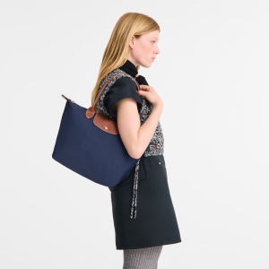 Le Pliage Original M Tote bag Navy – Recycled canvas