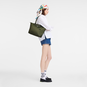 Le Pliage Green M Tote bag Forest – Recycled canvas